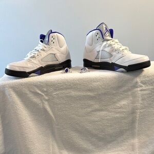 Air Jordan 5 Retro White and Purple High-Top Sneakers